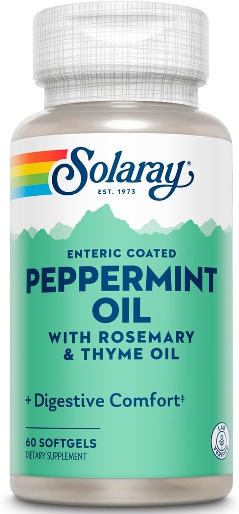 Solaray Peppermint Oil Enteric Coated w/Rosemary & Thyme Oil.