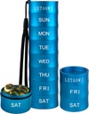 Weekly Travel Stackable Pill Organizer, Large Capacity Metal Pill Case 7-Day Compartment Medicine Box Waterproof Pill Container Vitamin Aluminum Storage Box for Oil, Vitamins, Pills and Supplements