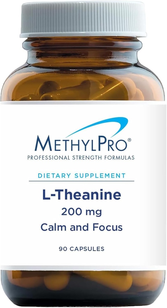 MethylPro L-Theanine 200mg - Supplément L Theanine avec Glycine pour l'énergie et le focus calm, Amino Acid pour le soutien du sommeil et réponse au stress sain - 90 Capsules