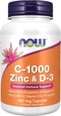 MAINTENANT Suppléments, C-1000 Zinc & D-3, Soutien immunitaire saisonnier*, 100 Capsules de Veg