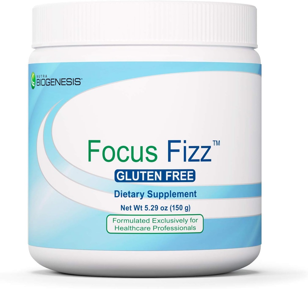 Nutra Biogenesis Focus Fizz - Supplément en poudre de GABA L-Theanine pour les femmes et les hommes, Relax Support pour les adultes avec vitamine B 12, 250 mg GABA par Serrving - 5,29 oz (150 g)
