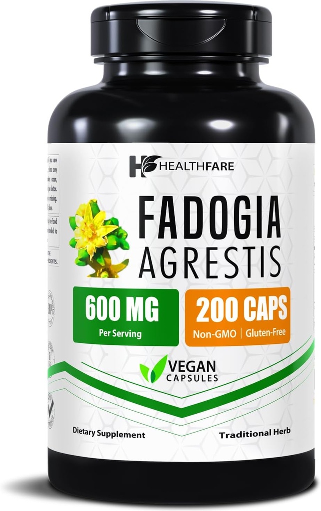 Healthfare Fadogia Agrestis Extract 600mg-200 Capsules de végétaliens