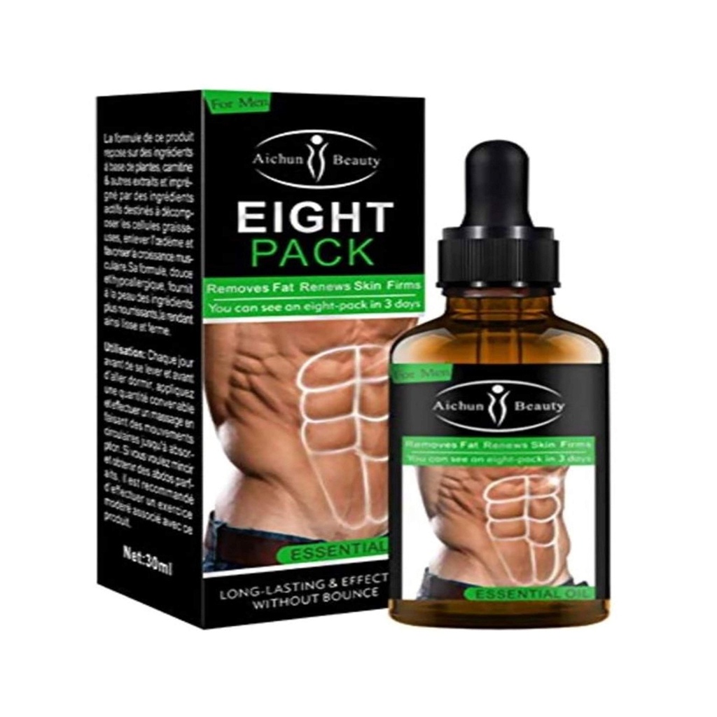 AICHUN BEAUTY Huit Pack Huile Essentielle Abdominale pour les hommes forte taille Manly Torso lignes lisses Presse Fitness Belly Brûlure Muscle Fat Supprimer Renews Peau Perte de poids Crème minceur 30ml