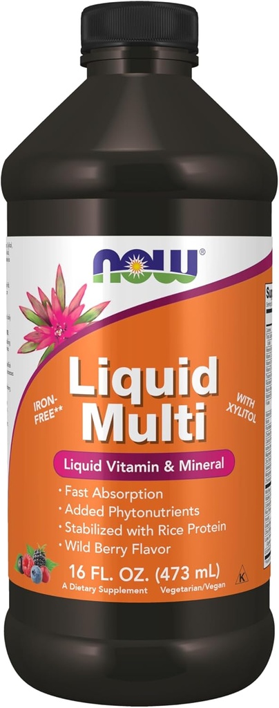 MAINTENANT compléments alimentaires, liquide multi, absorption rapide, vitamine liquide et minéral, saveur de baie sauvage, 16-Ounce