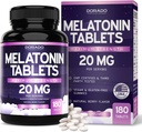 Melatonin 20mg Tablets for Adults (180 Count) - Quick Dissolve with 20mg of Melatonin Per Tablet - High Potency, Gluten-Free, Non-GMO, Vegan - Mixed Berry Flavor - Bulk Supply - USA Made