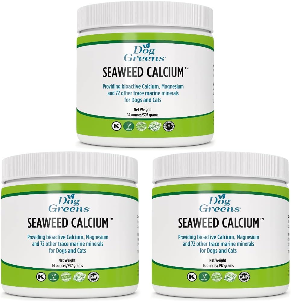 Calcium d'algues pour chiens et chats 14oz, supplément de calcium pour équilibrer les aliments maison, testé pour la pureté, plus abordable que la compétition, Vet recommandé, anciennement meilleur Calcium d'algues de la nature (3 pack)