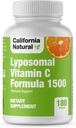 California Natural Liposomal Vitamine C 1500mg Fat Soluble Liposomal Vitamine C Complexe, Absorption élevée, Soutien immunitaire, Support de collagène haute biodisponibilité, Supplément antioxydant - 180 Capsules