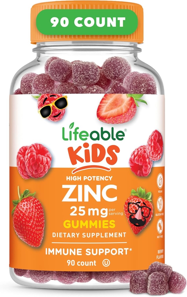 Zinc Lifeable pour les enfants de 25mg de Grande Dégustation Naturelle Zinc Gommies de Gluten Sans Végétarien Non GMO Zinc Suppléments de Gluten