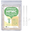 Taille 0 Capsules Vegan vides avec 2 Micro Spoons - 100 Compte Capsules Végétariennes vides - Capsule de pilule vide pour suppléments de poudres