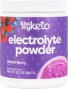Kiss My Keto Poudre d'électrolyte — Berry mélangé, supplément (90 portions), fruité rafraîchissant, mélange de boisson d'hydratation, zéro glucides, 5 calories, sans sucre, 12,7 once