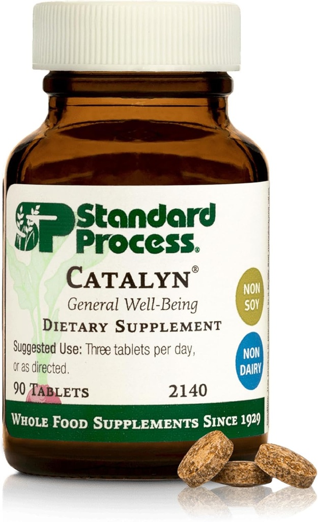 Processus standard Catalyn - Comprimé général de bien-être pour aider à l'activité antioxydante - Contient des vitamines A, B6 et D - Conçu pour combler les lacunes nutritionnelles - Non-Dairy et non-Soy - 90 comprimés (30 portions)