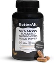 Meilleure Alt Seamoss Capsules- Irish Sea Moss avec l'huile de graines noires, Ashwagandha et poivre noir pour l'endurance, la force et l'endurance- Supplément de mousse de mer haute puissance - 60 portions, 120 capsules