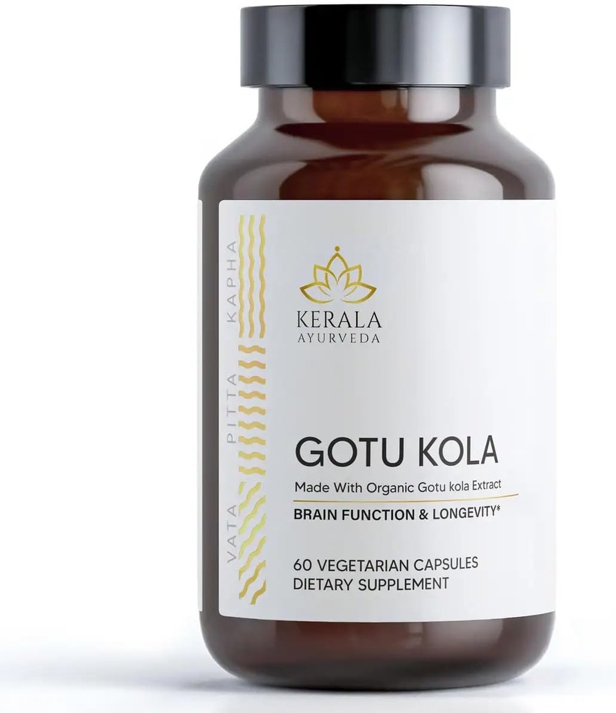 Kerala Ayurveda Centella Capsules Asiatica Supplément à base de plantes pour la mémoire, le focus, l'alerte, le bien-être émotionnel.