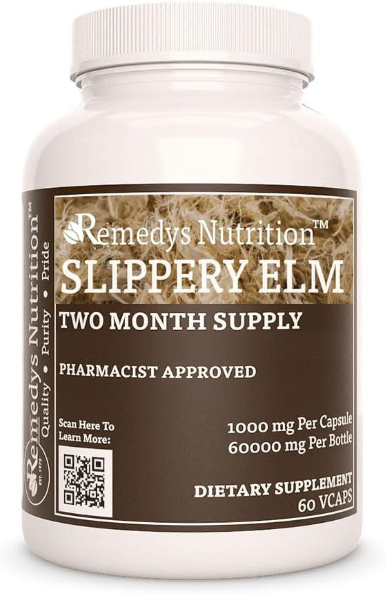 La nutrition de Remedy Slippery Elm Bark, 1000 mg, 60 Capsules végétaliennes Complément alimentaire à base de plantes