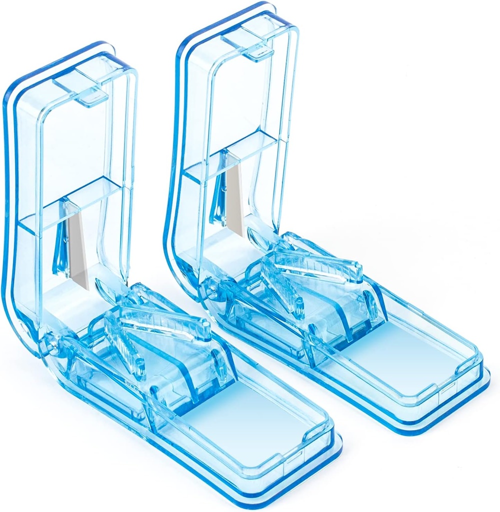 2PCS Pill Cutter, Splitter professionnel pour couper les petites pilules ou les grandes pilules en moitié (bleu)