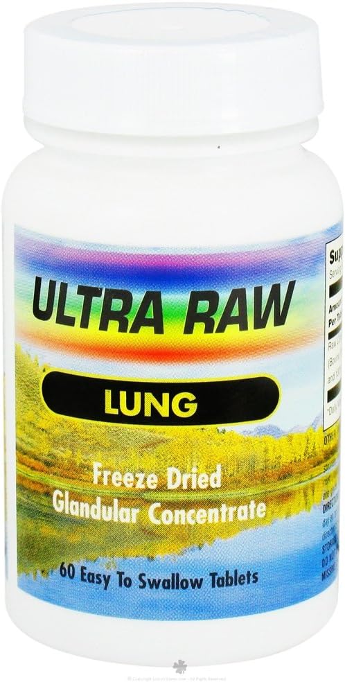 Ultra Enterprises Ultra Raw Lung 200mg Glandular Support, Lung Substance, Vaccum Dried, defatted, Uncut, 100% Pure, BSE Free Bovine Glands