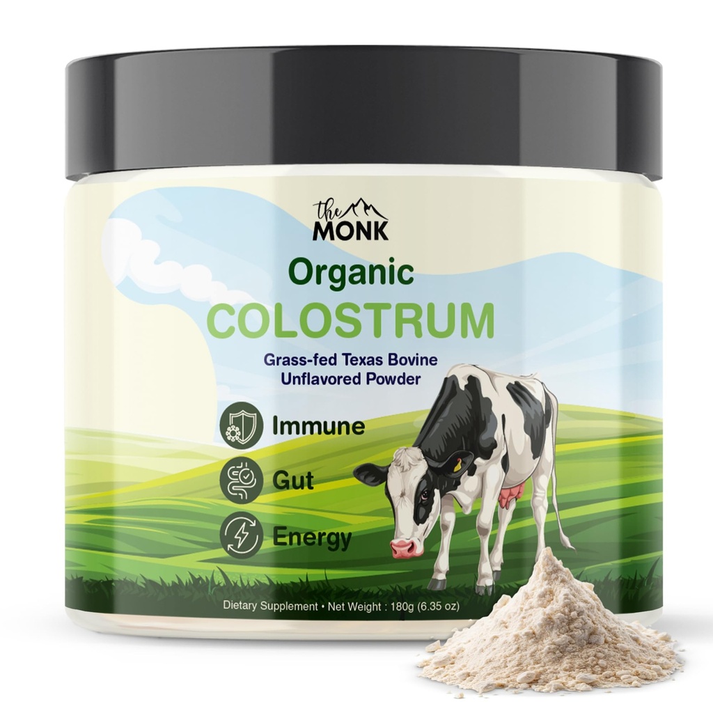 Colostrum Supplement - Grass Fed Texas Bovine Whole Colostrum Powder for Immune, Gut & Wellness - Ultimate Ig Superfood - Unflavored - 100% Pure - 6.35 Oz - 90 Servings (Best Value) - Made in the USA