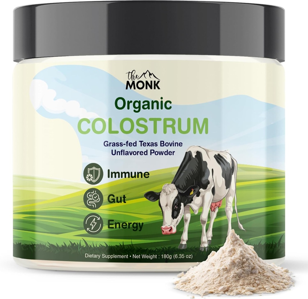Supplément Colostrum - Poudre de colostrum entier de la Fed d'herbe Texas Bovine pour Immune, Gut & Wellness - Ultimate Ig Superfood - Non aromatisé - 100% Pure - 6.35 Oz - 90 portions (meilleure valeur) - Fabriqué aux États-Unis