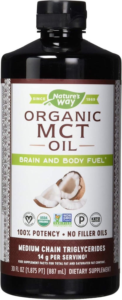 Nature's Way Nature's Way Mct Oil from Coconut Pure Source, No Filler Oils, 14 G of Mcts Per Serving, 30 Fl Oz (Pack of 6)
