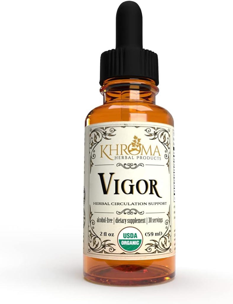 Vigor - Complexe de Circulation Biologique - Produits à base de plantes Khroma - Absolument le support circulatoire le plus efficace que vous aurez jamais pris - 2 oz liquide - 30 portions