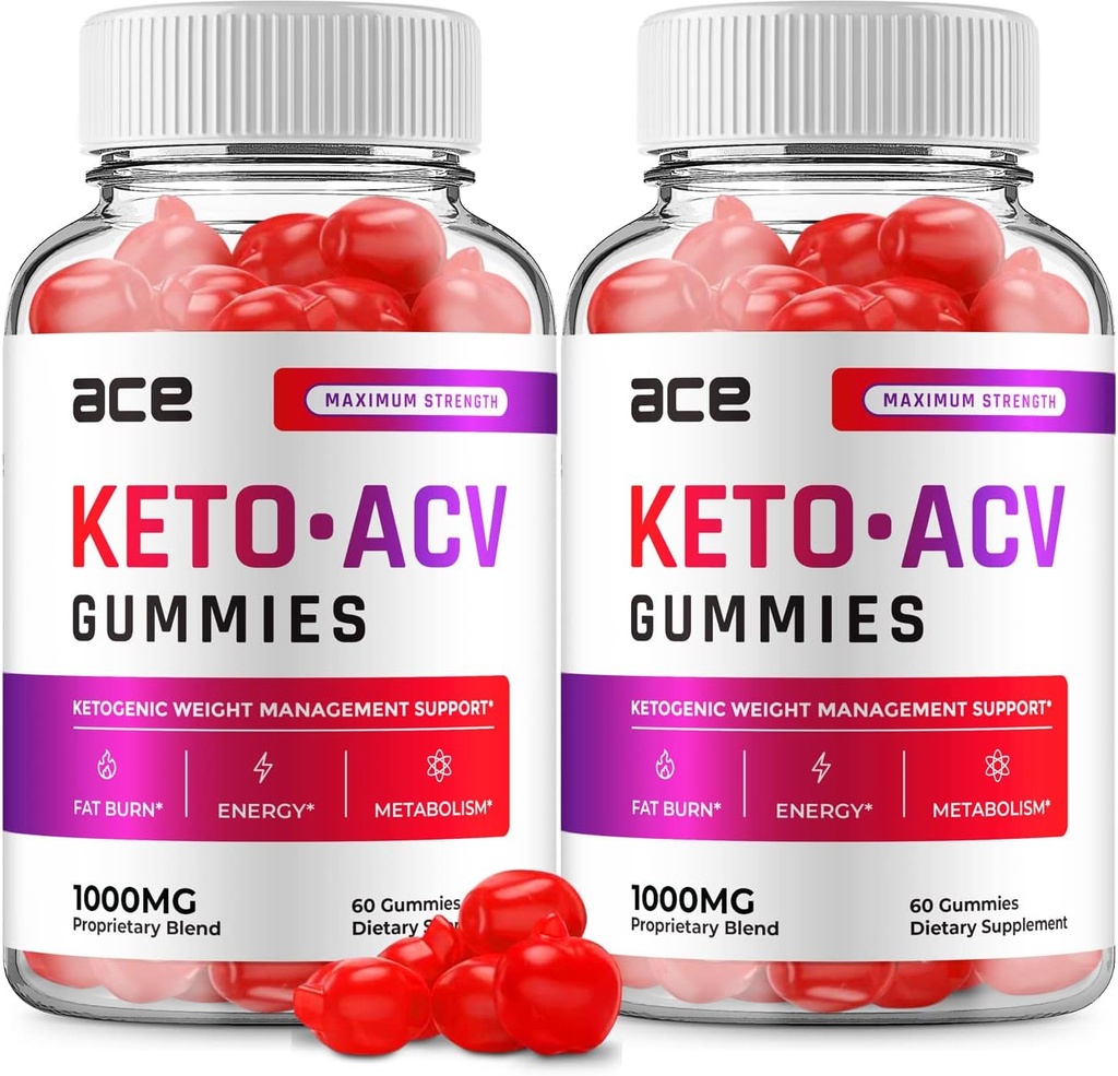 (2 Pack) Ace Keto ACV Gummies - Advanced Formula Ace Keto Plus ACV Gummies Apple Cider Vinegar Ace ACV, Weight Management, Dietary Supplement Reviews Men Women (120 Gummies)