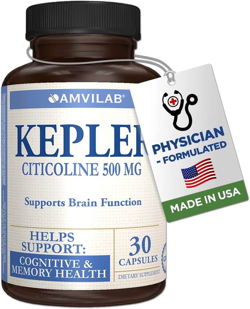 Kepler - Citicoline 500mg - soutient la fonction cérébrale - CDP-Choline - pour la santé cognitive et mémoire - aide à se souvenir et rappeler - sans gluten et sans OGM - supplément alimentaire - 30 capsules