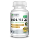 Huile de foie sans Burpless COD de 100 softgels Source naturelle d'acides gras Oméga 3 EPA & DHA.