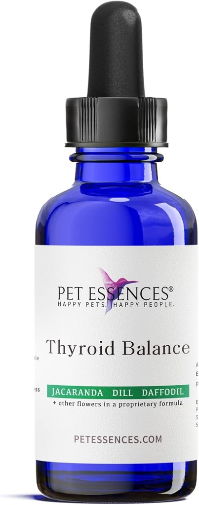 Supplément de soutien thyroïde, 1 oz - Essences de fleurs liquides pour chiens, chats et chevaux, favorise l'équilibre thyroïde et le bien-être émotionnel - formule sûre et facile à utiliser pour toutes les races