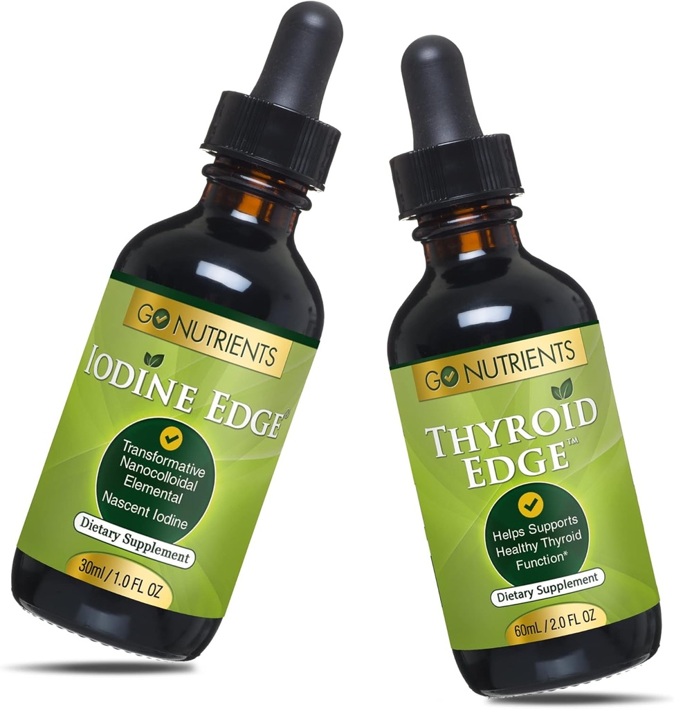 Go Nutrients Nascent Iodine & Thyroïde Support Dietary Suppléments Haute puissance Liquid Drops Non-OGM GlutenFree Iodine Edge pour stimuler le métabolisme Améliorer la peau et arrêter la perte de cheveux et augmenter les niveaux d'iode