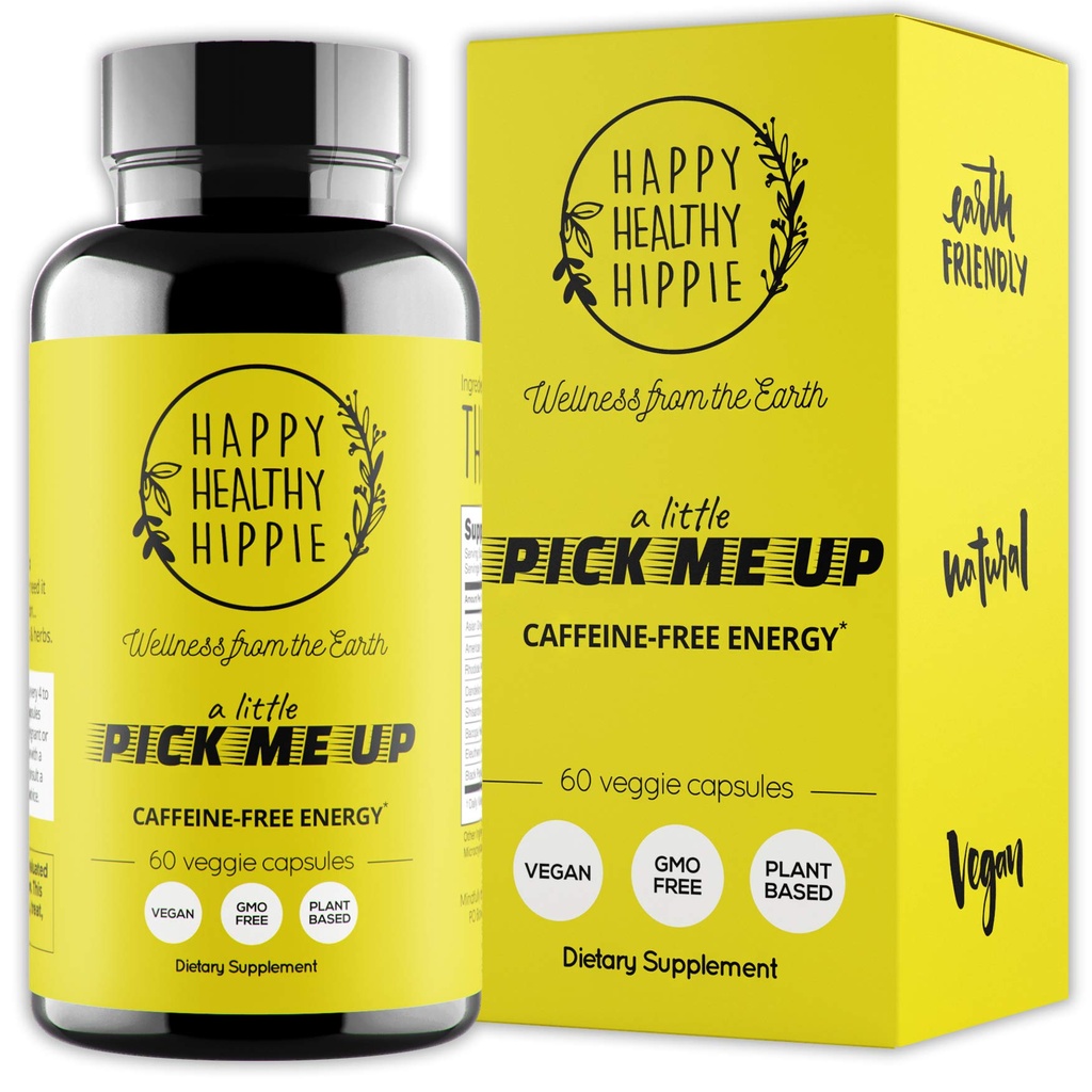 Pills d'énergie naturelle – Sans caféine – Métabolisme, Booster mental – avec Rhodiola Rosea, Dandelion Root, Bacopa, Extrait de ginseng – 7 herbes et absorption Enhancing Piperine – Vegan, Non-OGM, 60 Ct