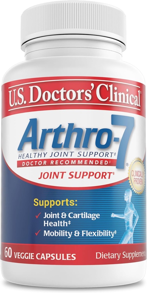 Doctors américains (en anglais seulement) Clinical Arthro-7 - Complexe de soutien mixte éprouvé cliniquement avec Turmeric, MSM, Collagen, Bromelain pour la flexibilité, la mobilité et le cartilage fort - 60 capsules - 15/30 jours d'approvisionnement
