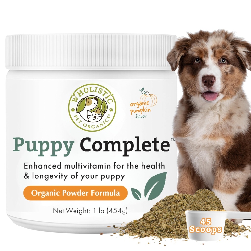 Puppy biologique pour animaux de compagnie complet - Poudre de multivitamines pour chiens - 1 lb - Vitamines et suppléments quotidiens pour chiens pour aliments maison - Système immunitaire, peau, manteau et santé générale - Petits et grands chiots de race