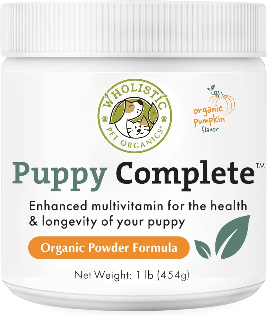 Puppy biologique pour animaux de compagnie complet - Poudre de multivitamines pour chiens - 1 lb - Vitamines et suppléments quotidiens pour chiens pour aliments maison - Système immunitaire, peau, manteau et santé générale - Petits et grands chiots de race