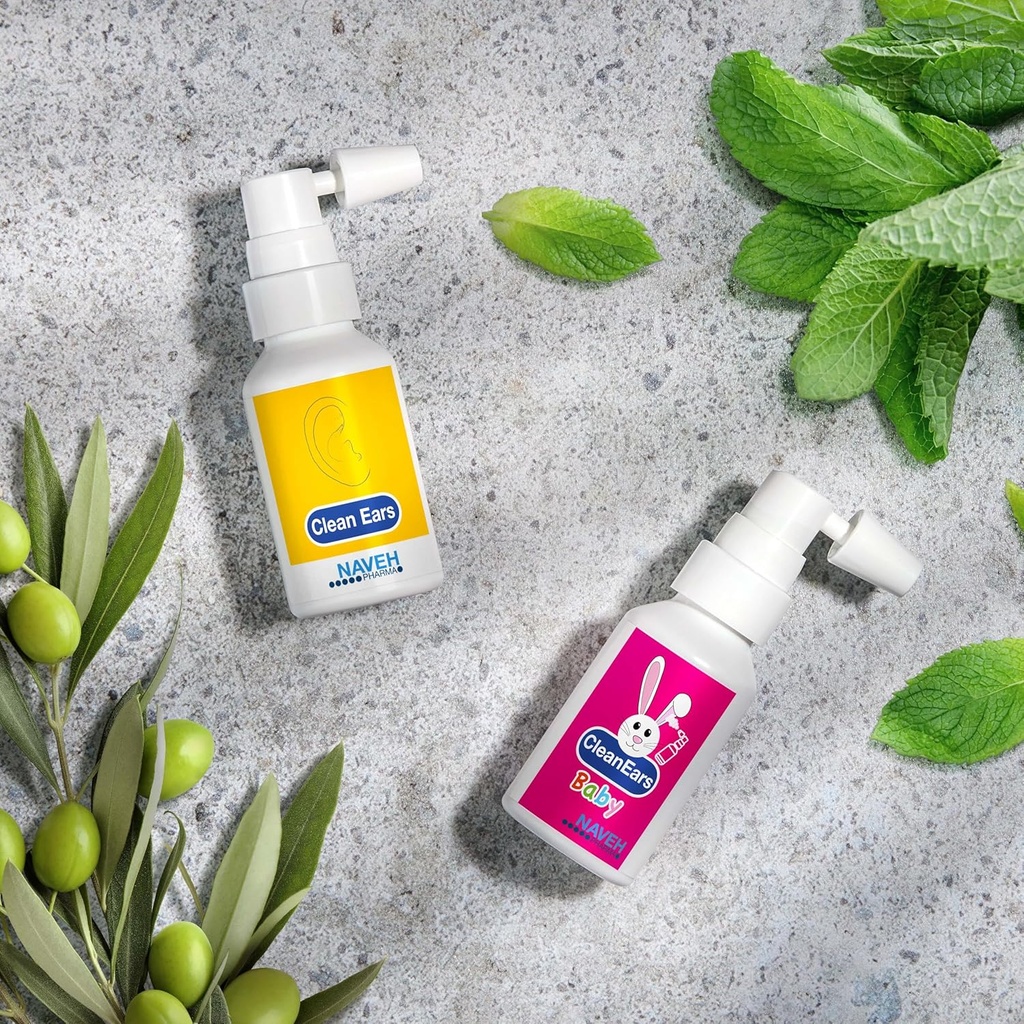 NAVEH PHARMA CleanEars Vaporisateur d'enlèvement de la cire d'oreille 1 Fl Oz + 1 unité NAVEH PHARMA CleanEars Vaporisateur d'enlèvement de la cire d'oreille pour bébé 0,5 Fl Oz