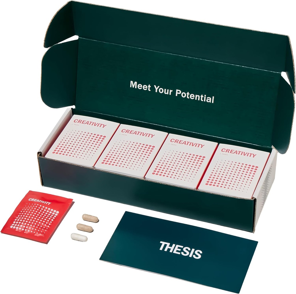 Thèse Créativité - Supplément de soutien au cerveau nootrope - Soutien apprentissage, mémoire et fluence verbale - Ashwagandha, Agmatine, L-Theanine et plus - 24 portions - 1 mois d'approvisionnement