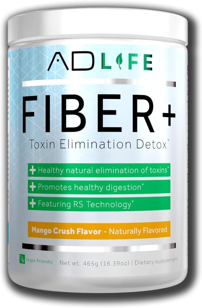 Projet AD Fiber+ Vegan Fiber Supplément poudre, soutient la santé Gut et la régularité digestive (Mango, 16.4 oz)