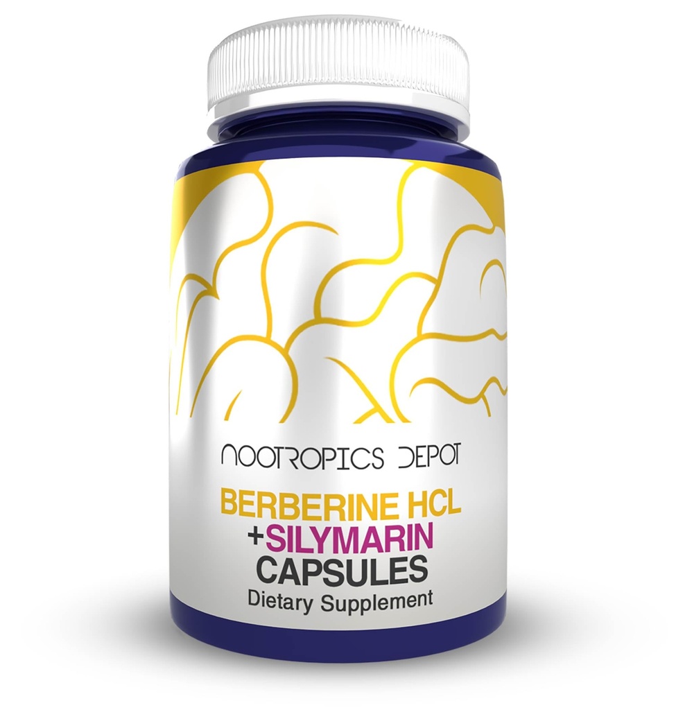Nootropics Depot Berberine HCL + Silymarin Capsules: 500mg + 90mg