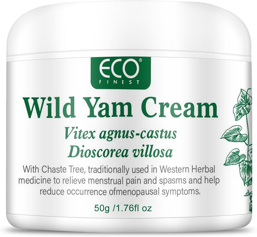 Crème de Yam sauvage WFDL pour l'équilibre hormonal, Crème de Yam biologique avec Chasteberry, Aloe & Vitamine E pour le soulagement de la ménopause, adoucit les sueurs nocturnes et les éclairs chauds, les éboulements d'humeur de facilité (1.76 OZ)