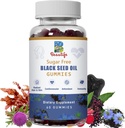 Huile de graines noires Gummies, Huile de graines noires, Moss de mer, Ashwagandha, Elderberry, Turmeric, Vitamine C, D, zinc, poudre de racine de betterave, système immunitaire de soutien, foie, santé cardiovasculaire, cheveux radiants et peau