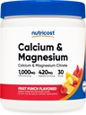 Nutricost Calcium Magnesium Powder (Fruit Punch, 30 Servings) - Bone Support, Non-GMO, Gluten Free (from Calcium Citrate and Magnesium Citrate)