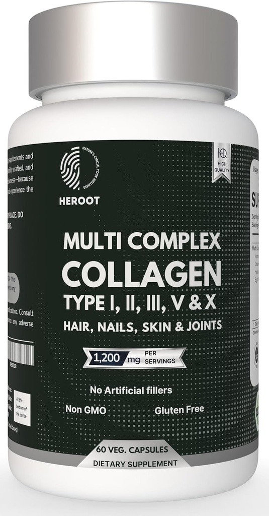 Collagène à base végétale 500mg Supplément peau, cheveux et ongles 120 capsules