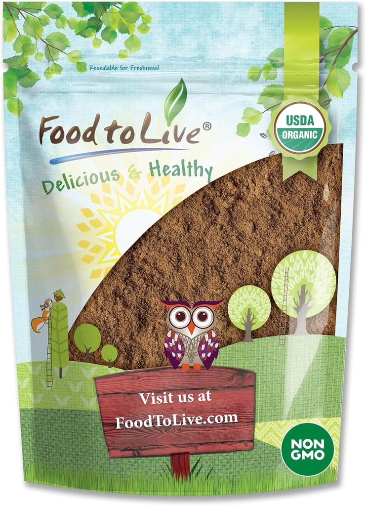 Food to Live Bio Red Reishi Poudre de champignons, 8 onces – Tous les superaliments végétaliens naturels pour l'immunité et le bien-être holistique. Riche en antioxydants et nutriments. Non OGM. 100% Pure. Parfait pour les smoothies.