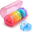 Sukuos Large Weekly Pill Organizer 2 fois par jour, quotidien Pill Box 7 Jour facile à ouvrir avec double protection, AM PM Pill Case pour la médecine/vitamine/huile de poisson/Suppléments (Rouge)