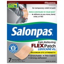 Salonpas Maximum OTC Strength Lidocaine 4% douleur soulagement FLEX Patch, demander jusqu'à 8 heures, sans parfum, mince, flexible, léger, patch reste en place, 7 Patches