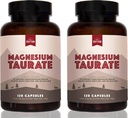 Taurate de magnésium naturel, 2-paquets, Taurate d'absorption élevée, 750mg (150mg de magnésium élémentaire) 120 Capsules par bouteille