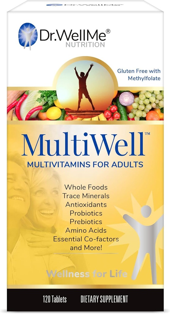 Multivitamines MultiWell pour adultes 120 comprimés - Multivitamine à haute puissance avec des aliments entiers, minéraux, antioxydants, probiotiques - énergie, immunitaire, coeur et santé digestive