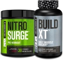 Jacked Factory Nitrosurge Pré-entraînement en cerise noire et construire XT Muscle Building Bundle pour hommes et femmes