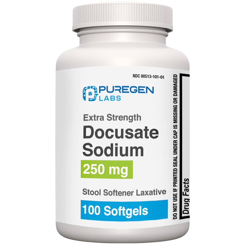 Puregen Labs Docusate Sodium 250mg Tabouret softener Laxative