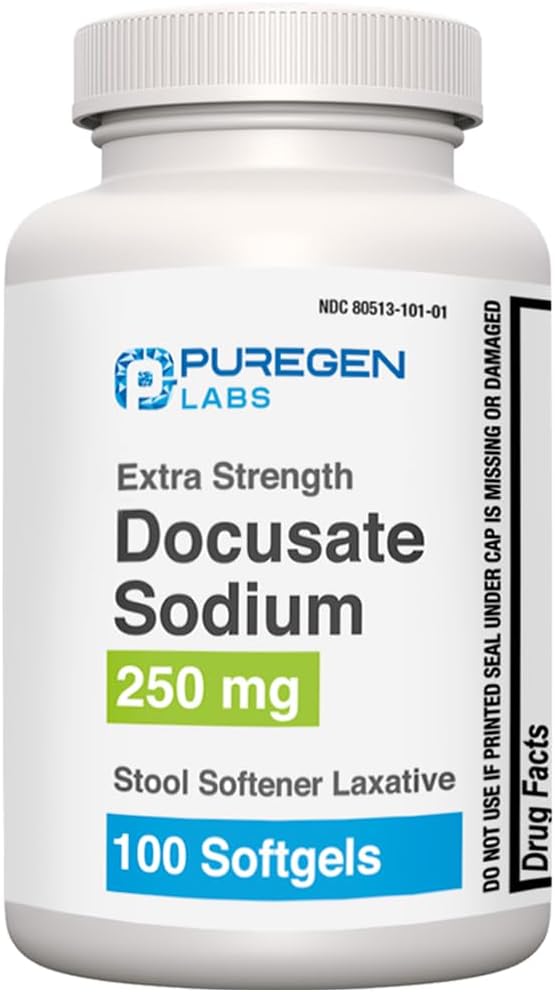 Puregen Labs Docusate Sodium 250mg Tabouret softener Laxative