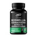 Extrait de Boswellia et capsules d'Ashwagandha 2000 mg - Fortes pilules de soutien naturel 3 mois d'approvisionnement - Consentement Boswellia Serrata 65% acide boswellique avec supplément de poudre d'Ashwagandha